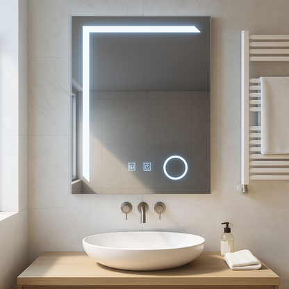 Miroir LED rectangulaire, 60x80cm, Linea Touch, système anti-buée, intensité variable