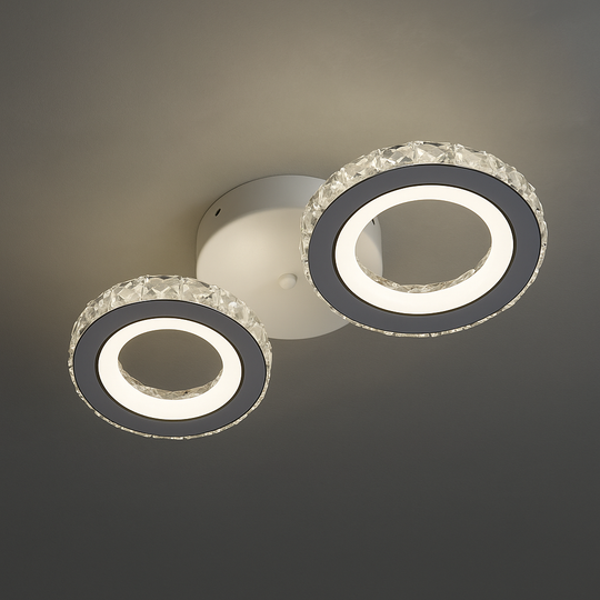 Lustre LED avec télécommande et cristal NOVA ROTONDA 34W, 2 Cercles, Lumière Froid/Chaud/Neutre, Lustres LED en Cristal Blanc Default Title Alessandro Design