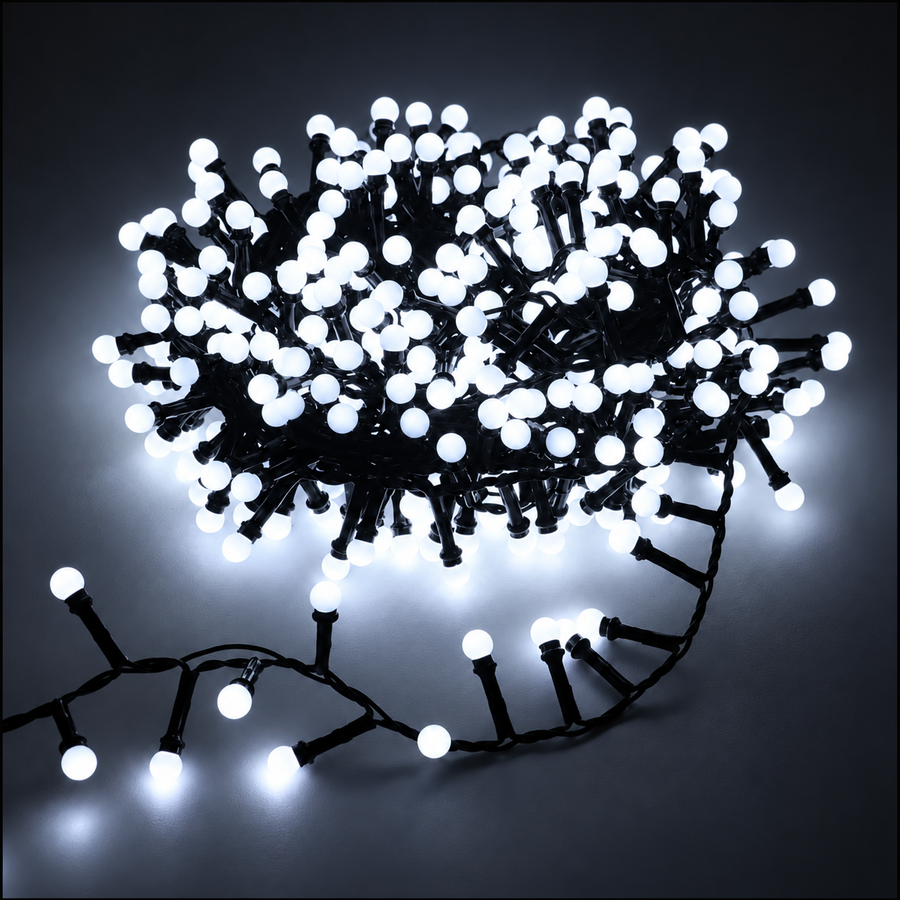 Mini globes linéaires de type installation de Noël, lumière froide, 1000 cm, 300 LED, IP44