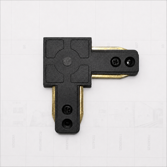 Connecteur de rail SN204BK, 6,5x6,5x1,5cm, Plastique et Cuivre, Noir
