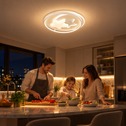 Lustre LED avec télécommande ISTARAVSHAN, Forme des Corps Célestes, 87W, Lumière Froide/Chaude/Neutre, Dimmable, Blanc