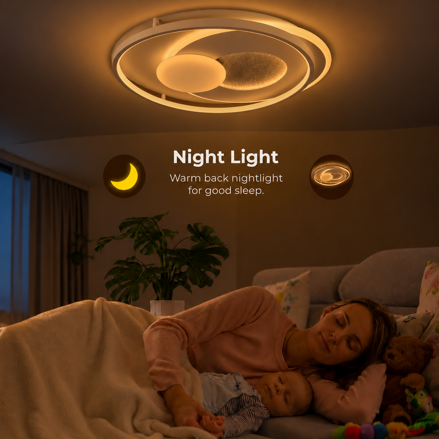 Lustre LED avec télécommande ISTARAVSHAN, Forme Ronde, 86W, Lumière Froide/Chaude/Neutre, Dimmable, Blanc