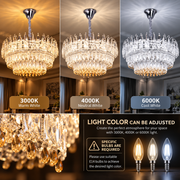 Lustre en cristal MAJESTIC Magno 15x E14, diamètre 60 cm, chrome brillant, hauteur réglable