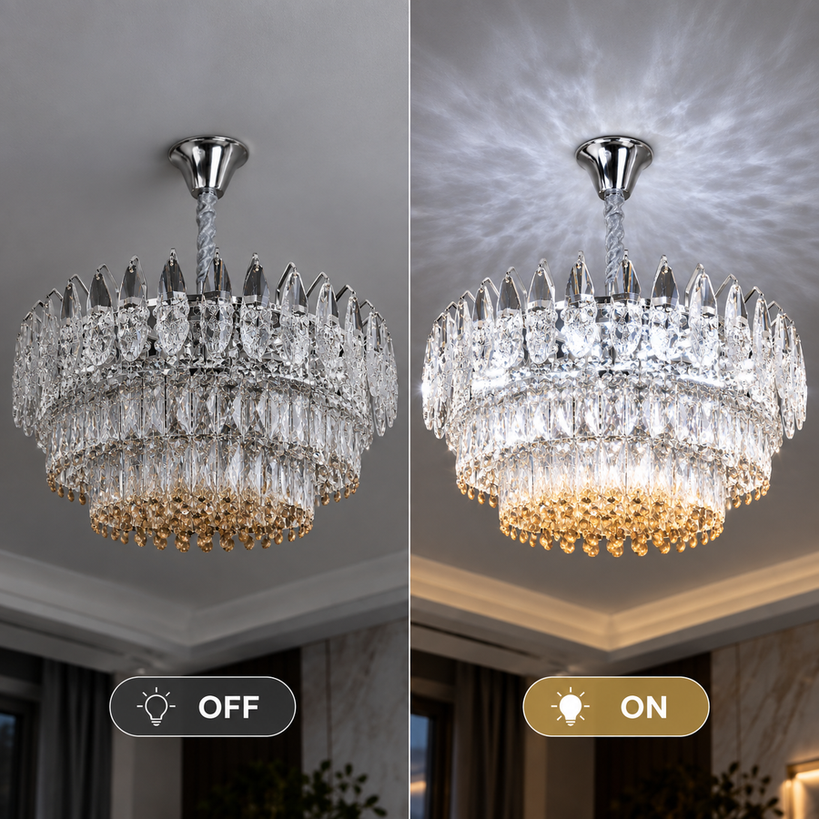 Lustre en cristal MAJESTIC Magno 15x E14, diamètre 60 cm, chrome brillant, hauteur réglable