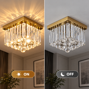MARTINEZ Linear Luxe Lustre en cristal, diamètre 35 cm, 4x E14, or brillant