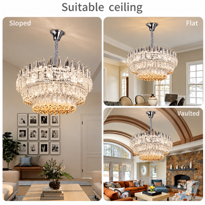 Lustre en cristal MAJESTIC Magno 15x E14, diamètre 60 cm, chrome brillant, hauteur réglable