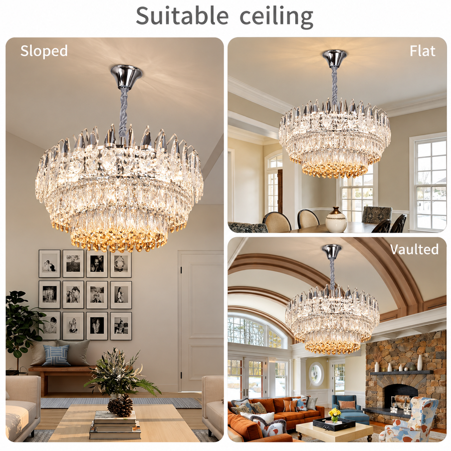 Lustre en cristal MAJESTIC Magno 15x E14, diamètre 60 cm, chrome brillant, hauteur réglable