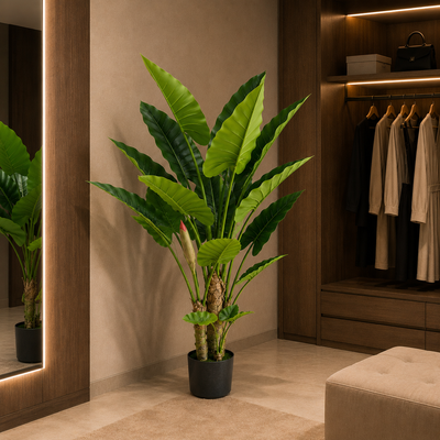 Plantă Artificială Tip Alocasia, 3 tulpini, 160 cm, Verde