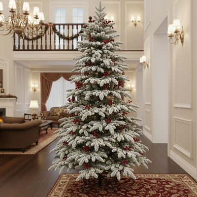Sapin CRAN artificiel, 150 cm, 320 pointes, Vert et Blanc