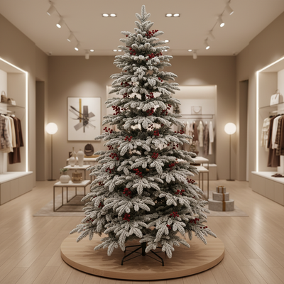 Sapin CRAN artificiel, 180 cm, 505 pointes, Vert et Blanc