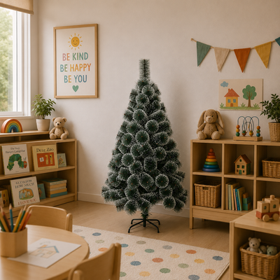 MANIITSOQ Sapin Artificiel, 150 cm, 130 Pointes, Support en Métal, Aiguilles Vertes avec Pointes Blanches