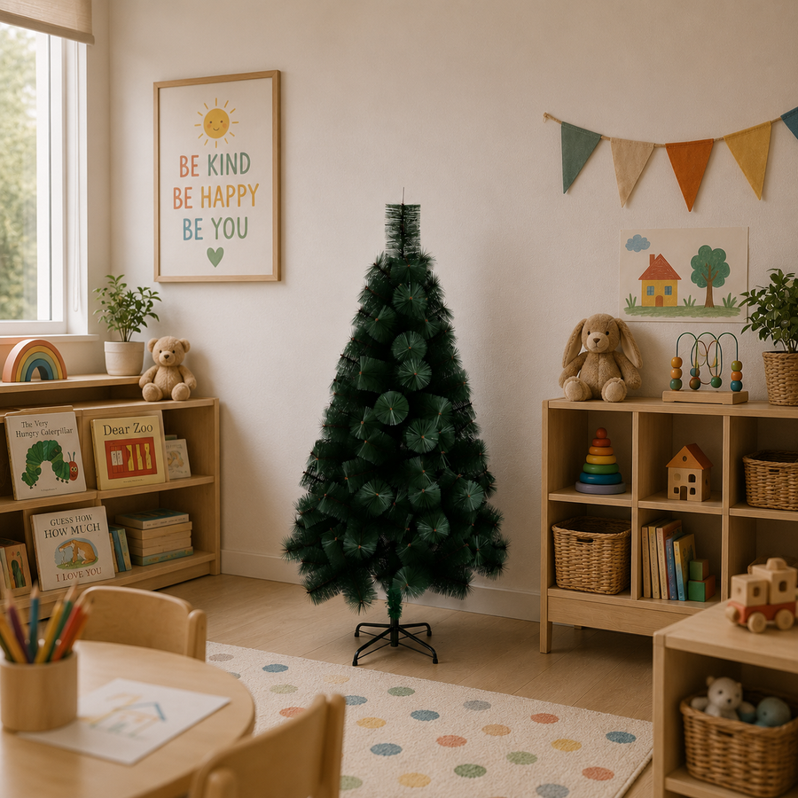 Decorațiune Brad Artificial MANIITSOQ, 150 cm, 130 vârfuri, Suport Metalic, Plastic, Verde