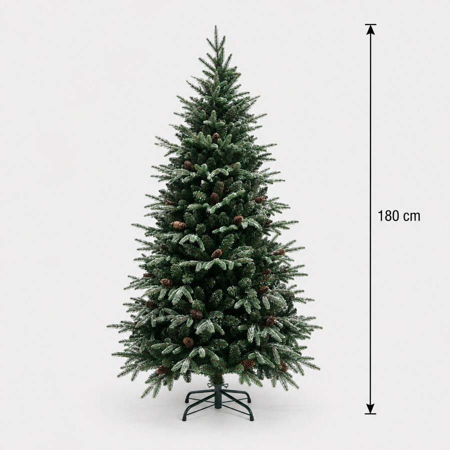 Decorațiune Brad Artificial QAANAAQ, 180 cm, 808 vârfuri, Plastic, Verde