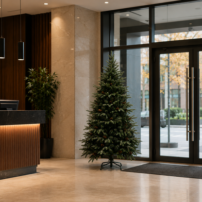 Decorațiune Brad Artificial QAANAAQ, 210 cm, 1149 vârfuri, Plastic, Verde