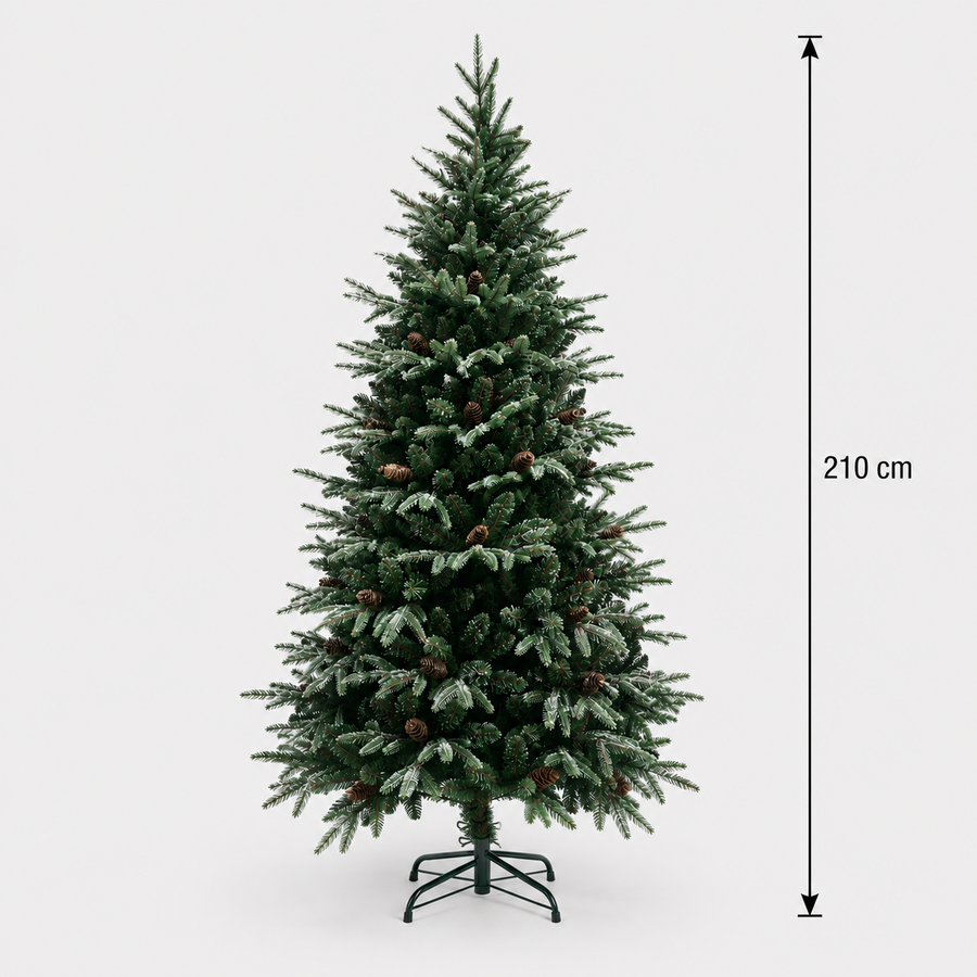 Decorațiune Brad Artificial QAANAAQ, 210 cm, 1149 vârfuri, Plastic, Verde