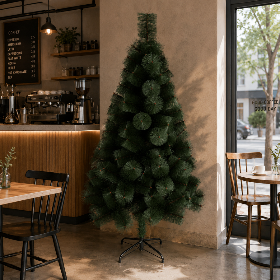 Decorațiune Brad Artificial MANIITSOQ, 210 cm, 280 vârfuri, Suport Metalic, Plastic, Verde