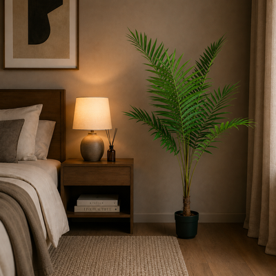 Palmier Kentia artificiel, avec feuilles élégantes, 160 cm, 7 feuilles, vert, avec pot