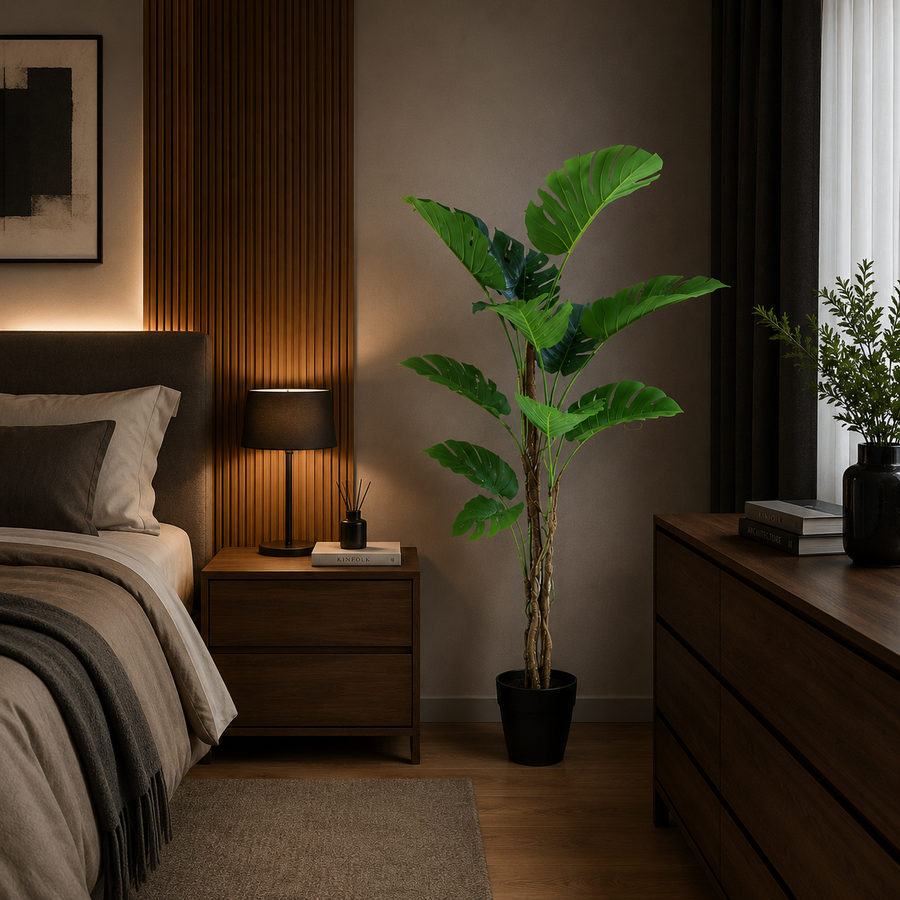 Decorațiune Monstera Deliciosa, Plastic, 160 cm, Verde