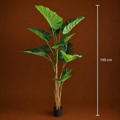 Decorațiune Monstera Deliciosa, 12 frunze, Plastic, 190 cm, Verde