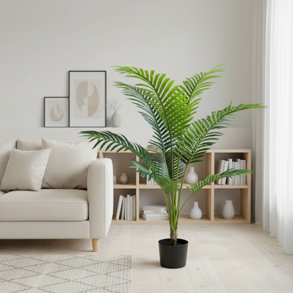 Decorațiune Palmier Kentia, Plastic, 12 frunze, 120 cm, Verde