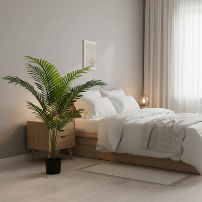 Decorațiune Palmier Kentia, Plastic, 12 frunze, 120 cm, Verde