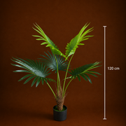 Decorațiune Palmier Livistona Evantai, 5 frunze, Plastic, 120 cm, Verde