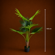 Decorațiune Palmier Livistona Evantai, 7 frunze, Plastic, 140 cm, Verde
