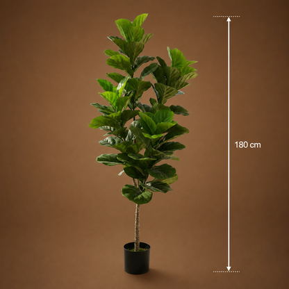 Decorațiune Smochin Artificial, Plastic, Frunze cu 4 ramificatii, 180 cm, Verde