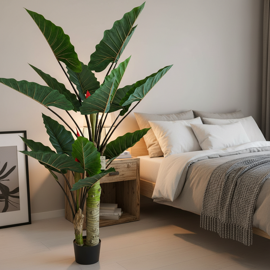 Decorațiune Strelitzia, 2 trunchiuri, Plastic, 190 cm, Verde