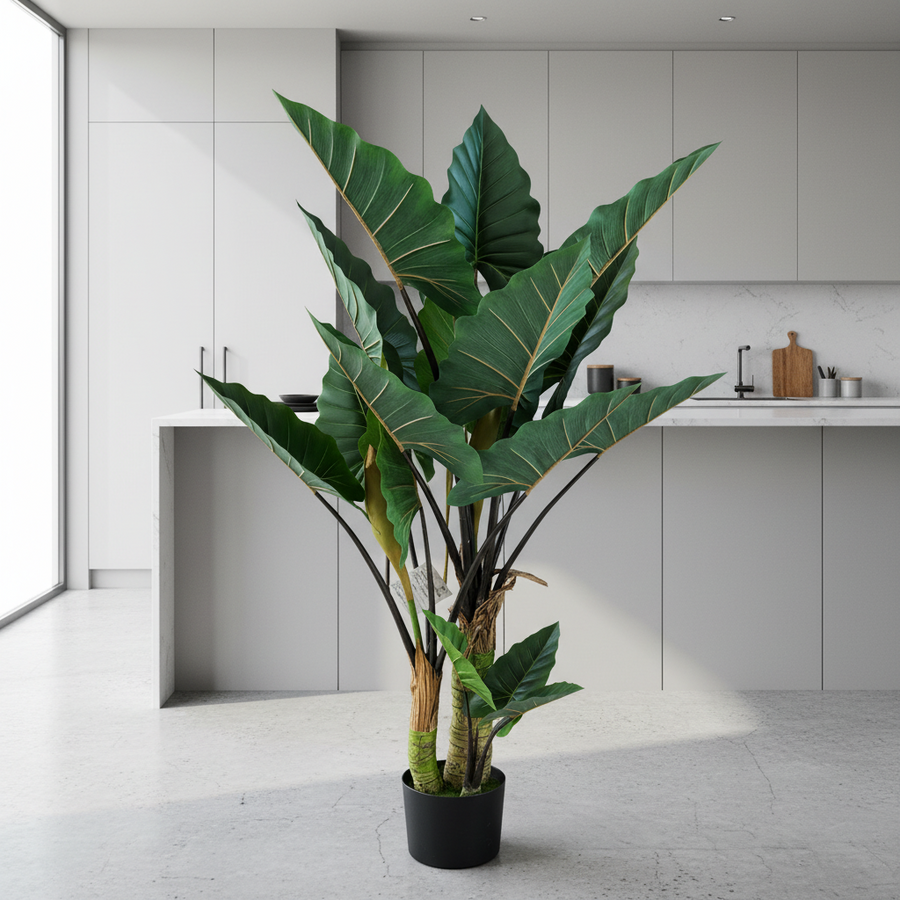 Decorațiune Strelitzia, 3 trunchiuri, Plastic, 160 cm, Verde