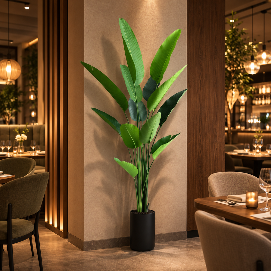 Decorațiune Strelitzia Nicolai, 180 cm, 13 frunze, Verde