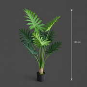 Decorațiune Thaumatophyllum Bipinnatifidum, 8 frunze, Plastic, 140 cm, Verde