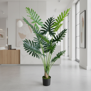 Decorațiune Thaumatophyllum Bipinnatifidum, 10 frunze, Plastic, 160 cm, Verde