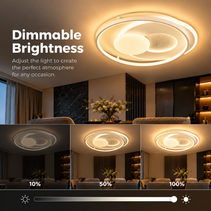 Lustre LED avec télécommande ISTARAVSHAN, Forme Ronde, 86W, Lumière Froide/Chaude/Neutre, Dimmable, Blanc