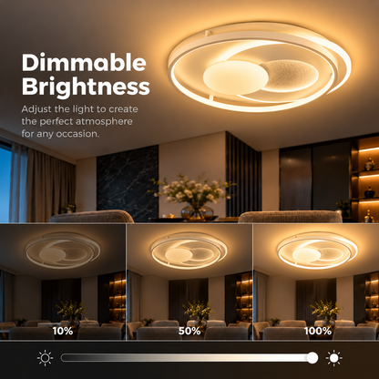 ISTARAVSHAN Lustre LED avec télécommande, Forme Ovale, 85W, Lumière Froide/Chaude/Neutre, Dimmable, Blanc