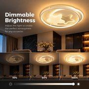 Lustre LED avec télécommande ISTARAVSHAN, Forme des Corps Célestes, 87W, Lumière Froide/Chaude/Neutre, Dimmable, Blanc