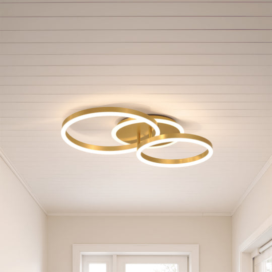 Lustre LED avec télécommande RINOVA 66W, 2 cercles, lumière froide/chaude/neutre, variable, lustres LED doré brillant avec télécommande Titre par défaut Alessandro Design
