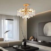 Lustre en cristal Fiamma, 6x E14, diamètre 45 cm, doré, métal et cristal