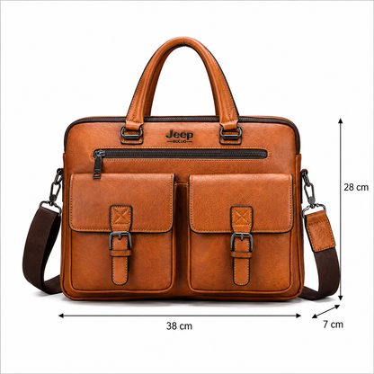 Sacoche professionnelle pour ordinateur portable SAMARKAND, 38x7x28 cm, cuir écologique, marron clair