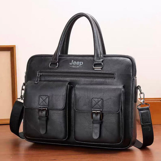 Sacoche professionnelle pour ordinateur portable SAMARKAND, 38x7x28 cm, cuir écologique, noir