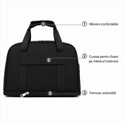 KHIVA Sac de voyage extensible, 40x20x25cm, Oxford, noir