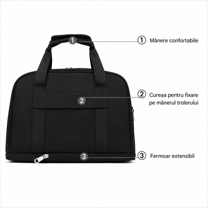 KHIVA Sac de voyage extensible, 40x20x25cm, Oxford, noir