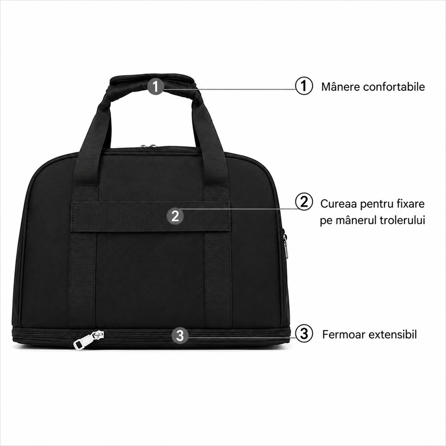 KHIVA Sac de voyage extensible, 40x20x25cm, Oxford, noir