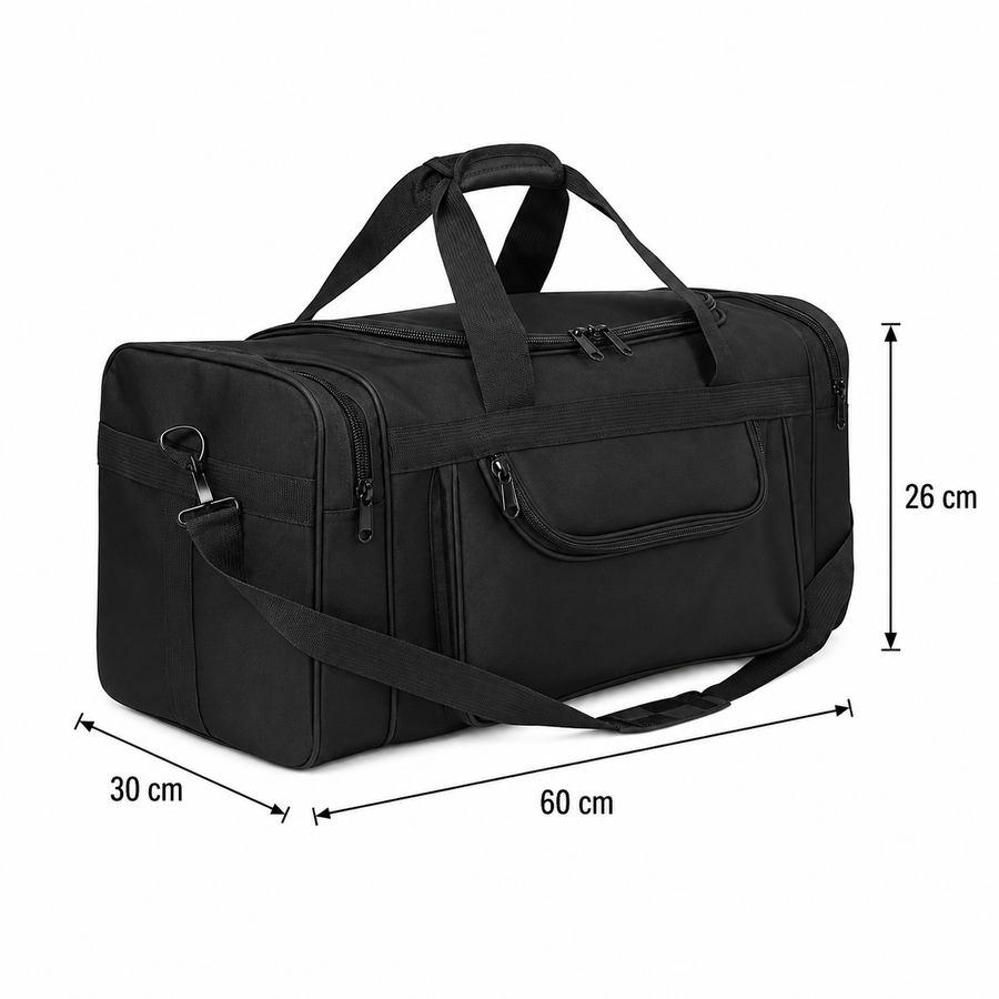 Sac de voyage KOSTANAY, 60x30x26 cm, Oxford, noir