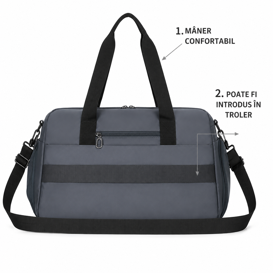 SHYMKENT Sac de voyage, 46x22x28cm, Oxford, gris foncé