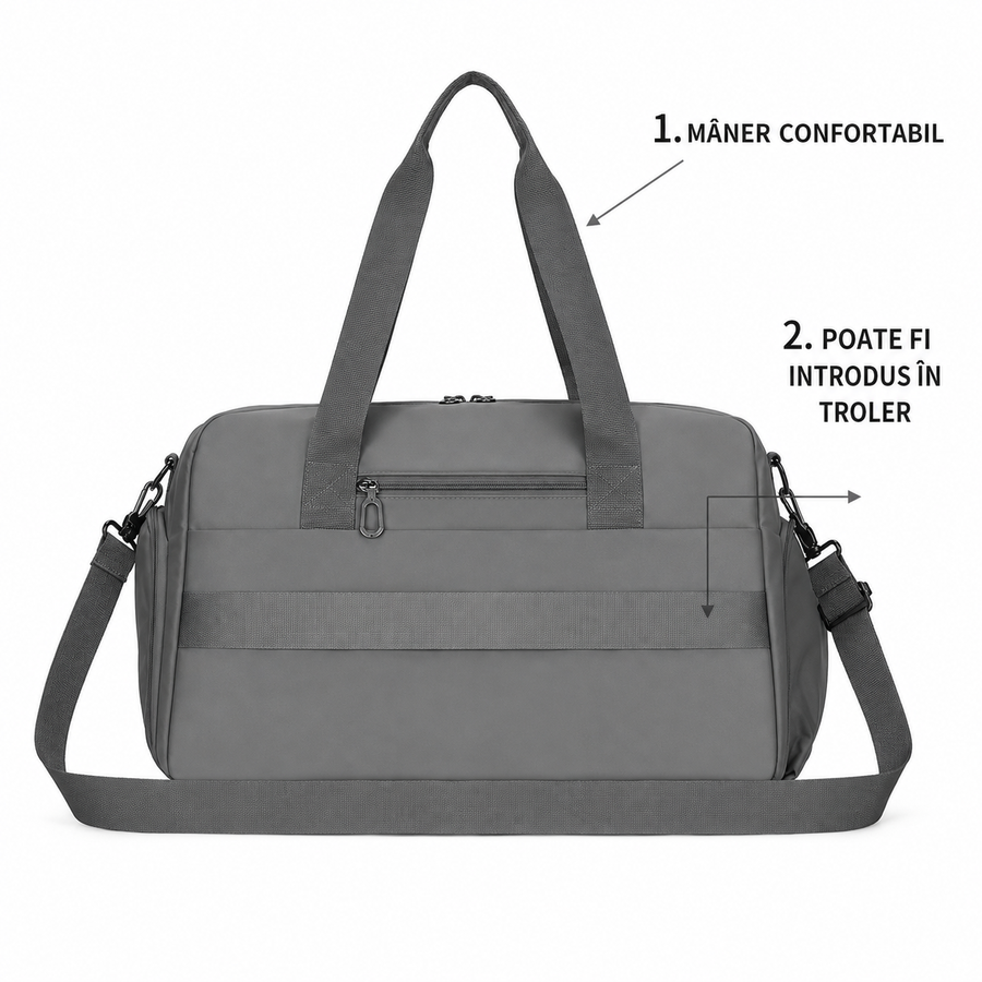 SHYMKENT Sac de voyage, 46x22x28cm, Oxford, gris vert