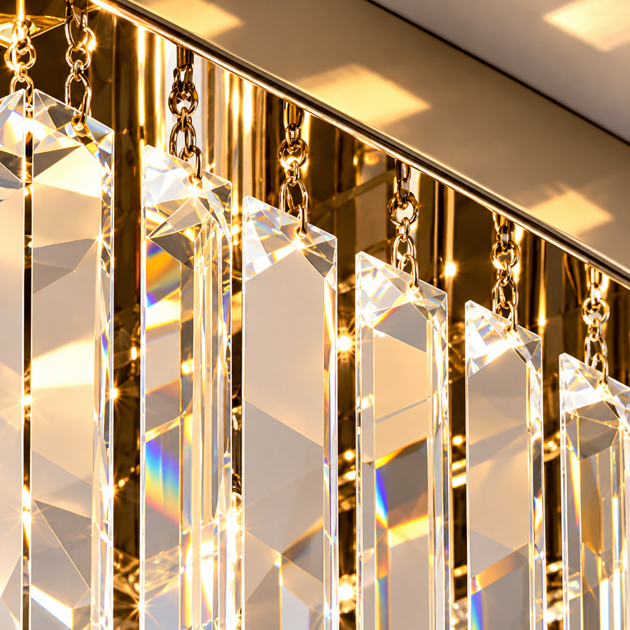 MARTINEZ Linear Luxe Lustre en cristal, diamètre 35 cm, 4x E14, Chrome brillant