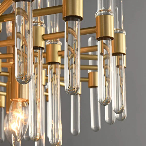 Lustre en cristal CC850/620GD, 10xE14, 62X45cm, hauteur réglable, or brillant, design élégant, métal et cristaux