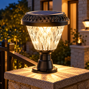 Lampe Solaire LED pour Poteau Extérieur KATTAKURGAN, 8W, Lumière Chaude/Froide/Neutre + RVB, Forme Ronde, Aluminium, Noir, Intensité Variable