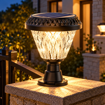 Lampe Solaire LED pour Poteau Extérieur KATTAKURGAN, 8W, Lumière Chaude/Froide/Neutre + RVB, Forme Ronde, Aluminium, Noir, Intensité Variable